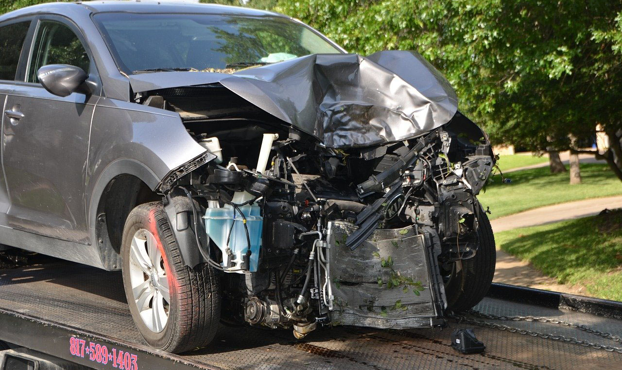 Car damaged in hit and run accident