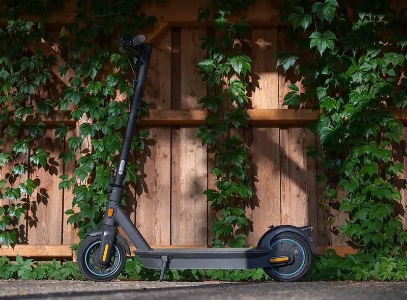 Electric scooter against a wall