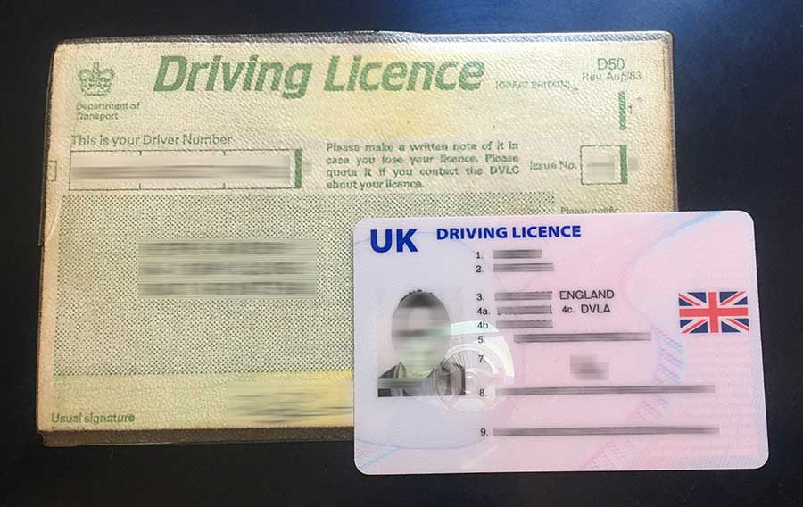 A paper and photocard UK driving licence