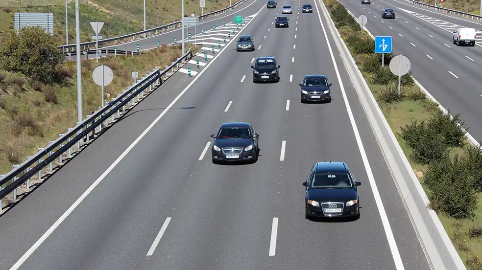 Cars driving on road in Spain